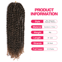 Passion Twist Hair Water Wave Crochet Hair Passion Tressage Extensions de cheveux Pré Twisted Passion Twists 18 pouces