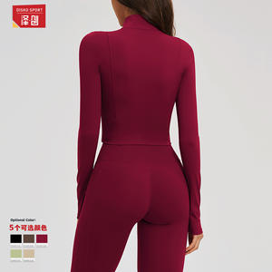 Disko Sport Chaqueta de yoga ajustada de manga larga para mujer, diseño de cremallera con cuello alto, top deportivo EWT2539 - Product Image 3