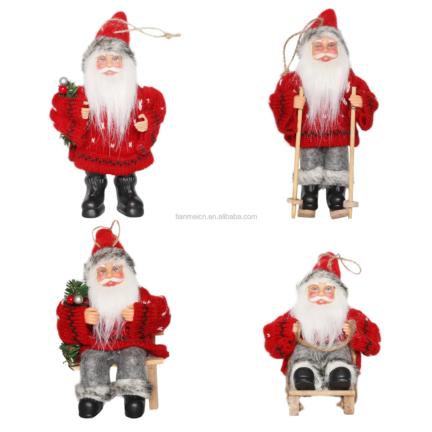 Toy Santa Claus 8"custom Christmas Santa Claus Plush Toys Ornaments Decoration Figurine Doll Small Christmas Gifts Xmas Christmas Tree Decor Set