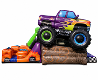 Château gonflable Monster Truck Grave Digger, design à grandes roues pour garçons