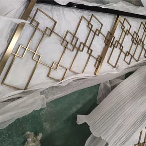 פושאן מפעל אור יוקרה קישוט סגנון שחור זהב מוברש נירוסטה מעקה עיצוב למדרגות