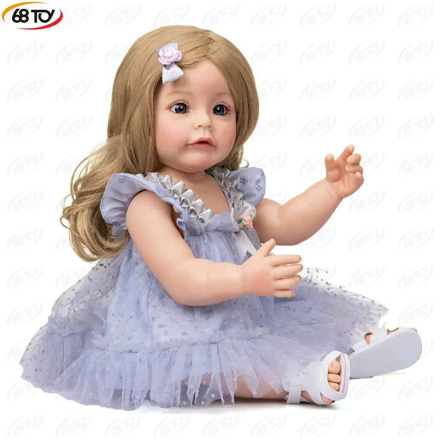 68Toy realistico neonato Reborn Baby Doll per bambini Mini realistico compleanno e regalo di festa in Silicone bambola morbido vinile 22 pollici