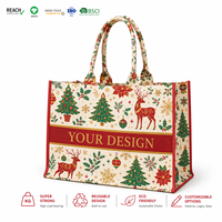 Sac fourre-tout de Noël en coton bicolore, élégant et tendance, écologique, réutilisable, grand format, pour les fêtes