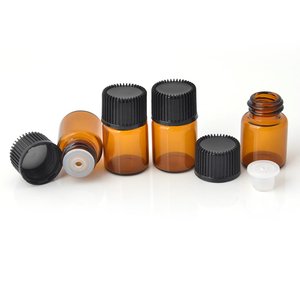 Amber <b>Empty</b> <b>Glass</b> Cylindrical Essential Oil <b>Bottle</b> with Silk Screen Printing VANTUR Brand Orifice Reducer - Product Image 4
