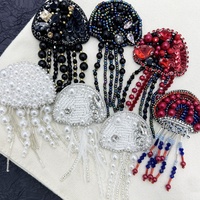 Broche Méduse 3D brodée à la main, perlée à la française, en tissu non tissé PVC et feutre, style luxe léger, à coudre sur vêtement, patch DIY pour costume