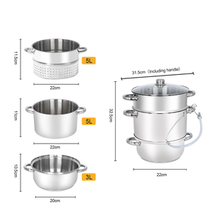 Olla <span class=keywords><strong>Vaporera</strong></span> y Exprimidor de Frutas de Cocina de 3 Capas y 8L, Ecológica, de Metal, con Fondo de Inducción - Product Image 6