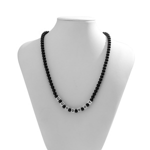 Colliers classiques noirs perlés pour hommes, bijoux GOOD BOY personnalisables, cadeaux pour petit ami - Product Image 4