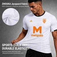 Maillot de football personnalisé avec logo jacquard, impression par transfert thermique, respirant, anti-humidité, prêt à l'emploi, directement de l'usine