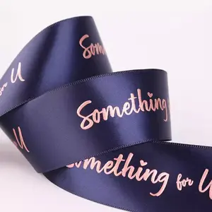 Bán buôn tùy chỉnh 3D Rose Gold Foil polyester satin Ribbon