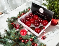 Boules de Noël de Luxe de Haute Qualité pour Décorations de Maison, Ensemble de 12 Pendentifs LED Peints en PET de 8 cm, Semi-faits à la Main