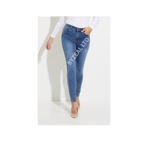 Pantalon en denim droit taille haute pour femmes décontracté Sexy tenue de tous les jours confortable coupe ajustée avec confort extensible Style décontracté - Product Image 1
