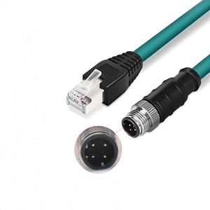 Câble Ethernet industriel M12 RJ45 étanche à 4 conducteurs avec connecteurs M12 et RJ-45 - Product Image 1