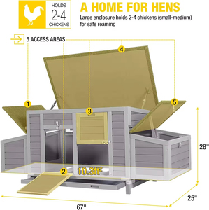 Pollaio Grande da 170 cm con 4 Nidi per 2-4 Galline, Casetta per Anatre, Gabbia per Polli da Esterno - Product Image 3
