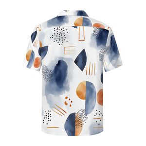 Image personnalisée Chemise boutonnée à manches courtes en coton 100% pour homme Motif floral Smart Casual Style chinois Col mandarin pour le printemps et l'été - Product Image 5