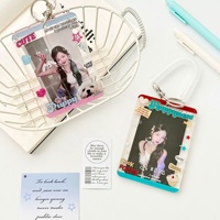 Diy baru desain Custom gantungan kunci foto Kpop kartu foto akrilik tempat kartu foto akrilik bingkai foto pemegang dudukan foto plastik