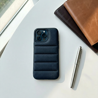 Étui pour téléphone portable Apple Iphone 16, rembourré de coton, protection contre les chutes, couleur unie, texture, anti-traces de doigts, étui en cuir