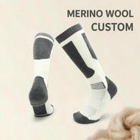 Chaussettes de ski en laine mérinos pour adultes, absorbantes, épaisses, chaudes, longues, à boucles en tissu éponge, résistantes au froid