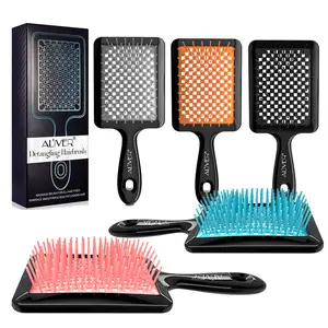 Custom Styling Plastic Massage Wet And Dry curly Anti-Static Plastic Handle Curve Vent Naturals Unbrush Detangling Hair Brush