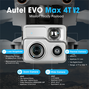 โดรน Autel Robotics EVO Max 4T กล้องคู่ รุ่นโปร สำหรับมืออาชีพ ระยะบินไกล 20 กม. ควอดคอปเตอร์ กล้อง 8K มีสินค้าในสต็อก - Product Image 5