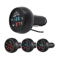 Voltmètre numérique LED 3-en-1 multifonction 12V 24V pour voiture avec jauge de température Celsius et chargeur USB