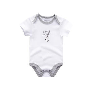 Puur katoenen bodysuit voor pasgeborenen met schattig kapitein-ankerontwerp Zachte en comfortabele babyromper met korte mouwen voor kinderen - Product Image 3