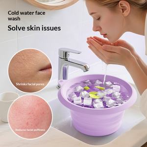 Bol pliable en silicone pour bain de glace facial, réutilisable, pour thérapie par le froid, avec plateau à glace intégré, pour la maison et les voyages - Product Image 5