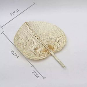 Abanico de Bambú Natural de China, Ecológico, Personalizado, Tejido a Mano con Rafia de Palma, Abanico de Rafia de Ratán Tejido a Mano, 30x38cm, para Bodas - Product Image 4