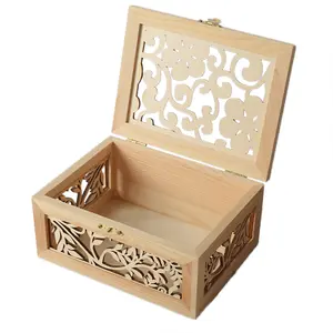 Custom logo natural wooden storage gift packaging box with lid long wooden crate
