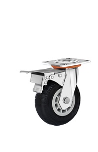 Roues de chariot industrielles silencieuses en caoutchouc rigide de 8 pouces, résistantes aux chocs, antistatiques, noires/argentées - Product Image 3