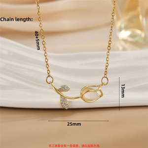 Collar <span class=keywords><strong>con</strong></span> colgante de flor de tulipán de Venta caliente de verano <span class=keywords><strong>con</strong></span> cadena chapada en oro de 18 quilates para mujer, regalo de fiesta diario - Product Image 2