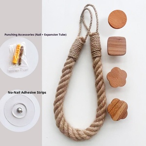 Porte-<span class=keywords><strong>papier</strong></span> <span class=keywords><strong>toilette</strong></span> en bois massif tressé avec <span class=keywords><strong>corde</strong></span> en chanvre et coton, design moderne et simple, fixation murale sans perçage - Product Image 3