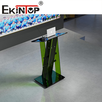 Ekintop Otros Muebles de Oficina, Atril de Vidrio para Tutor, Púlpito de Iglesia Dorado, Púlpito Moderno de Vidrio para Iglesia, Podio de Vidrio