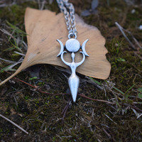 Triple lune fertilité déesse grossesse pendentif collier chanceux Wiccan souhaitant bijoux cadeau