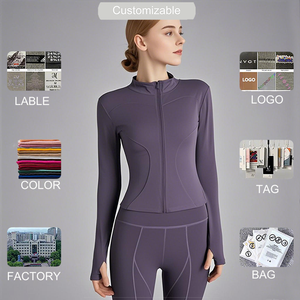 Veste de sport à fermeture éclair à manches longues pour femmes automne hiver séchage rapide serré Fitness hauts de course respirant léger entraînement Yoga - Product Image 6