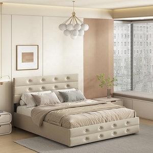 Willsoon Queen Size <strong>Bed</strong> <strong>with</strong> Adjustable Storage Drawers and Twin <strong>Trundle</strong> <strong>Wooden</strong> Upholstery Modern Design Bedroom Furniture - Product Image 3