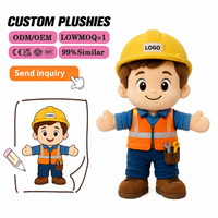 Peluche personnalisée d'ouvrier du bâtiment, jouet en peluche d'ingénieur OEM avec casque de sécurité et logo pour cadeaux d'entreprise