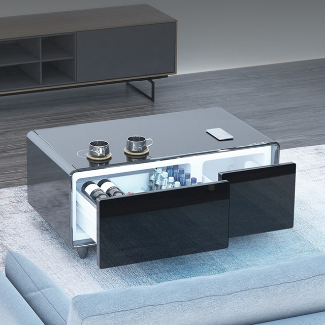 Modern Home Smart Furniture Smart Coffee Table Built-in 93L Refrigerator Freezer USB Ports Wireless Charging Touch Screen