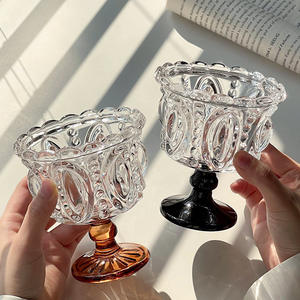 Ensemble de 5 verres à vin vintage de style français, embossés, taille standard, pour vin rouge et vin doux, verrerie pour occasions de mariage - Product Image 4