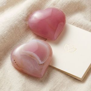 Venta al por Mayor de Corazones de Ágata Rosa Cristalizada Pulida, Reiki Curativo, Buena Calidad, Decoración para Hogar y Oficina - Product Image 2