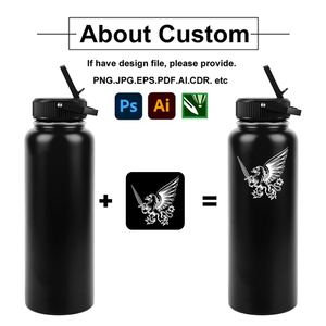 Custom Logo Stainless Steel Water Bottle Leak Proof Multiple Colors <b>with</b> <b>Straw</b> Lid Brush Portable for Sports Office Daily - Product Image 6