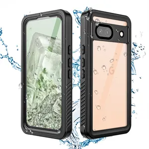 For pixel 8A waterproof phone case with built-in 360 degrees full-body,tough,lightweight,slim shockproof,clear screen protector