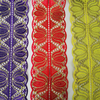 Bordure en dentelle polyester écologique africaine avec broderie personnalisée et strass 3D pour la décoration de robes, la confection de rubans et la broderie DIY