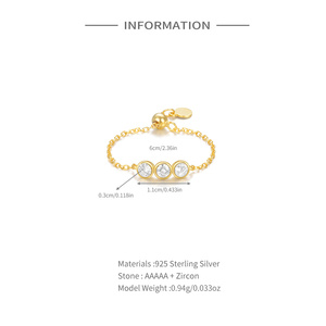 ROXI 925 Sterling <b>Silver</b> Round Micro Zircon Chain <b>Adjustable</b> <b>Ring</b> - Product Image 4