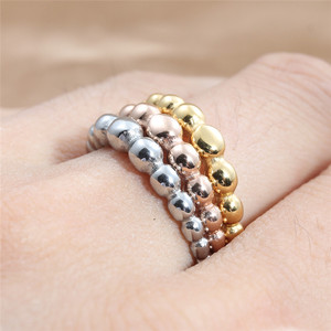 European Style Titanium Steel Bead <b>Ring</b> <b>Silver</b> Rose Gold Gold Women's Fashion Jewelry Retro Punk Geometric Ball Shape 24089 - Product Image 2