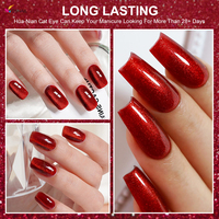 Vernis à ongles en gel pour les yeux de chat rouge cerise 15ml Vernis rubis personnalisé à base d'eau à la française Fournisseur de marque privée