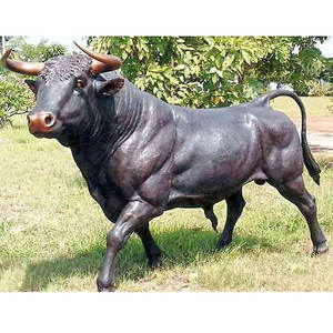 야외 장식 실물 크기 황동 골동품 충전 황소 실행 조각 청동 황소 동상 - Product Image 1