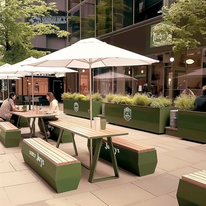 Moderno tavolo da pranzo all'aperto panca popolare combinazione di legno di ferro per piccoli metri Casual Gourmet Street Cafe tavolo all'aperto - Product Image 4