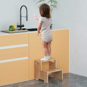 Taburete de madera multiusos para niños pequeños, diseño moderno, origen europeo para dormitorio, cama, jardín de infantes, escuela, granja - Product Image 3