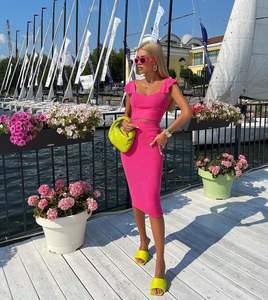 Vestido Midi informal de dos piezas con cremallera para <span class=keywords><strong>mujer</strong></span>, venta directa de fábrica - Product Image 2