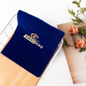 Sacs en velours bleu roi et noir en gros avec logo, sacs à cordon pour perruques avec logo personnalisé - Product Image 4
